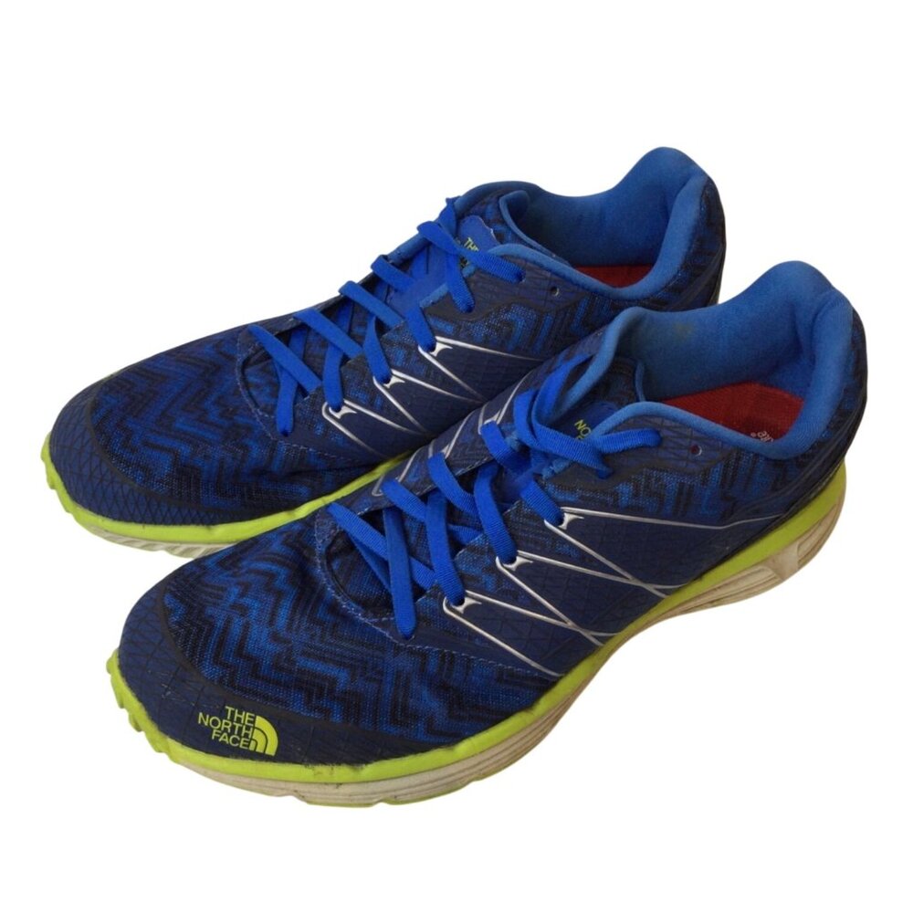 The North Face Mens Litewave Running Shoes Blue Neon Yellow Size 8 Lightweight